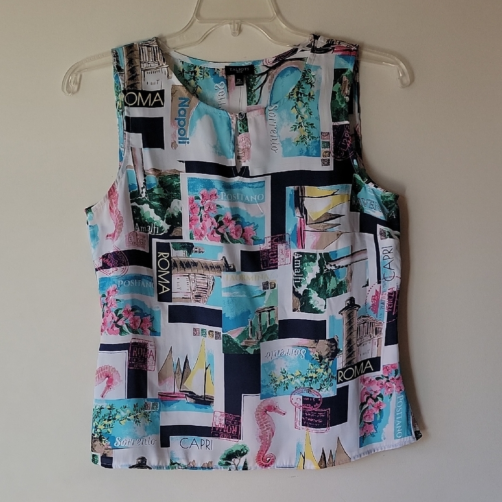 Talbots Multicolor Graphic Print Tank Top